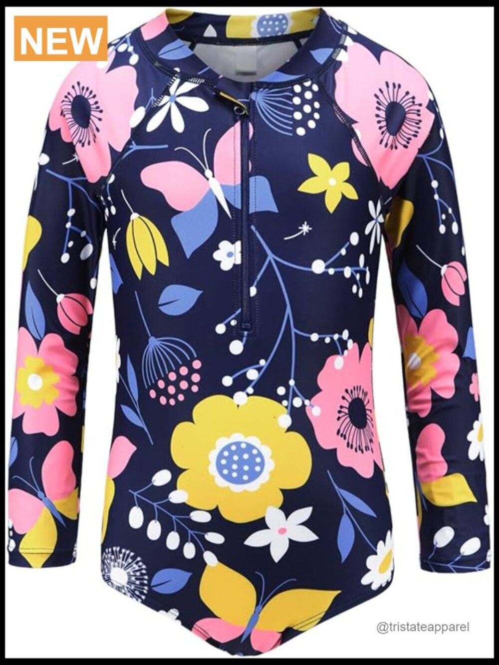 Girls One Piece Long Sleeve Rash Guard UPF 50+ Swimwear